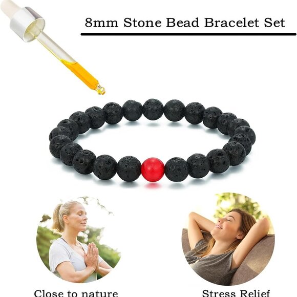 Mens Beaded Bracelets Couples Matching Bracelet Set Lava Rock Beads for Women St - Picture 3 of 6